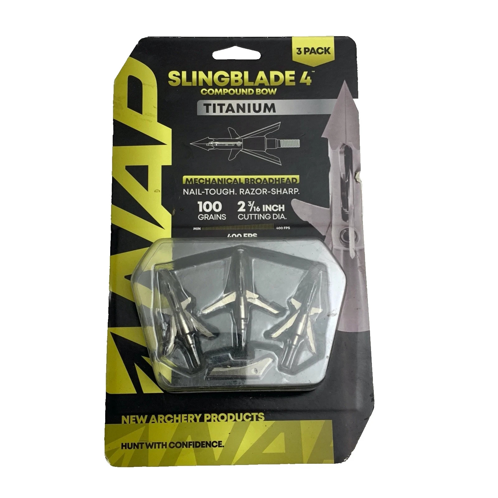NEW NAP Archery Products Slingblade 4 Titanium 100 Grain Bow Broadhead 3 Pack