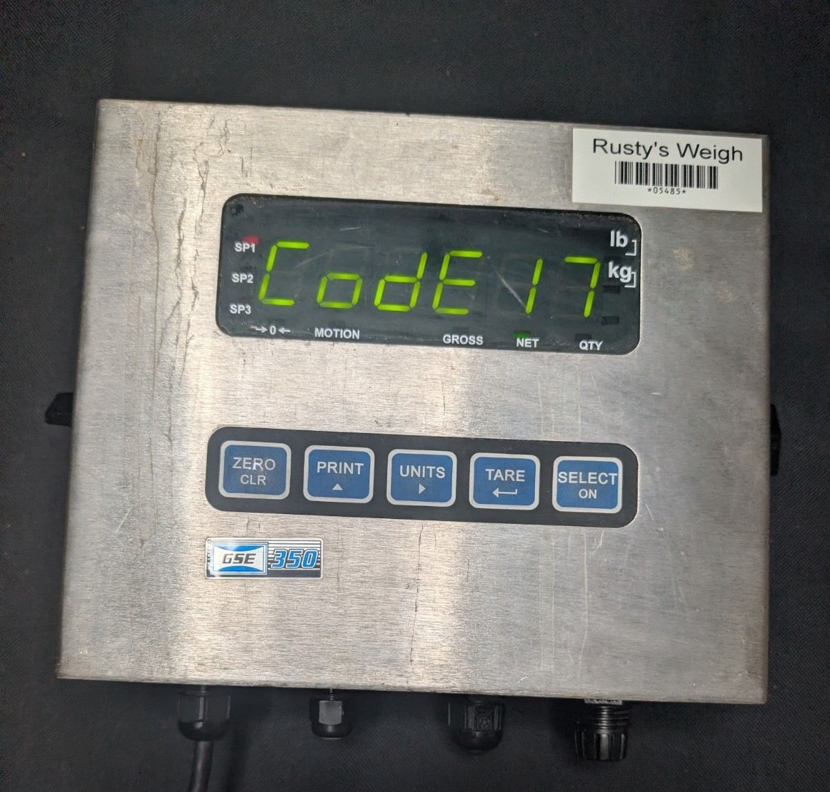 GSE Scale Systems Model 350 200350-00010 Code 17 As-IS