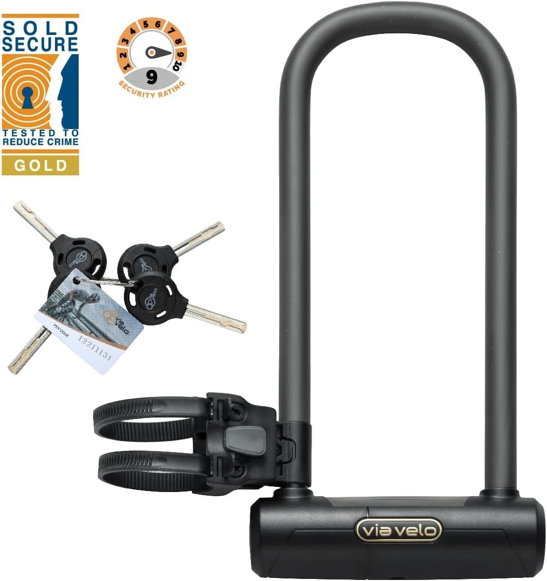 Via Velo Bike U Lock Longer | Pro U Lock with CABLE  20CrMnTi Steel Anti-Theft