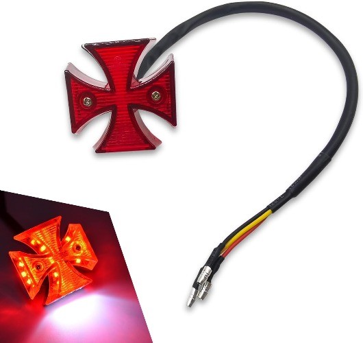 1 PC Cruiser Cross Rear Light, LED Rear Tail Brake Light, Motorcycle Driving Lig