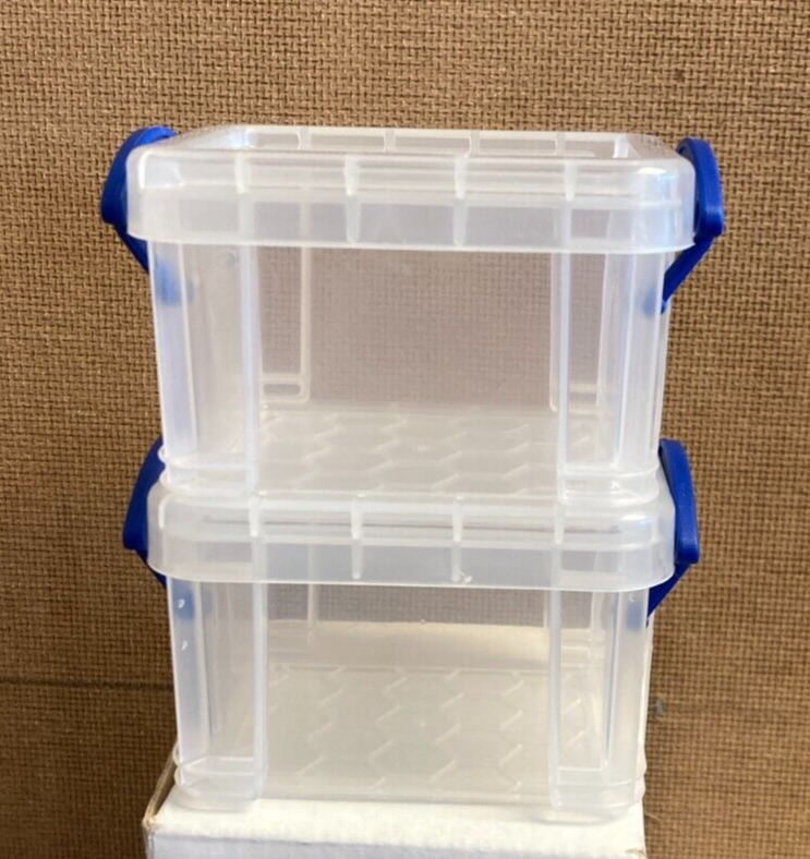 (2) Really Useful Box 0.14 Liter Snap Lid Storage Containers #00
