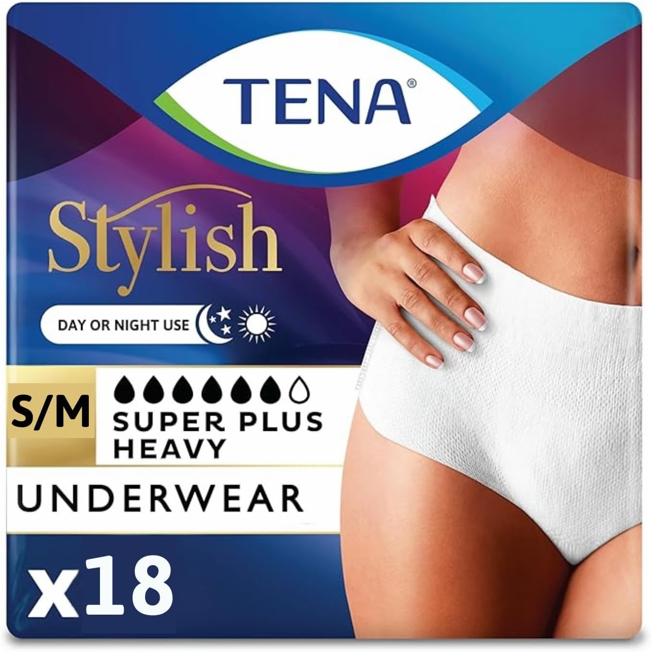 Tena Incontinence Underwear for Women, Super Plus Absorbency, Small/Medium, 18ct