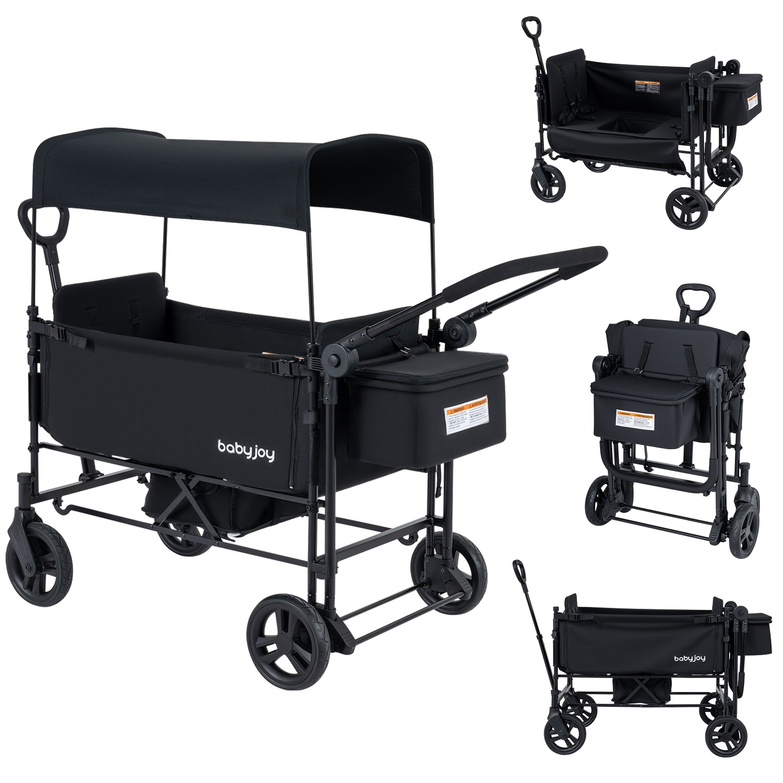 Foldable Wagon Stroller ,Baby Stroller w/ Removable Canopy,Adjustable Handle