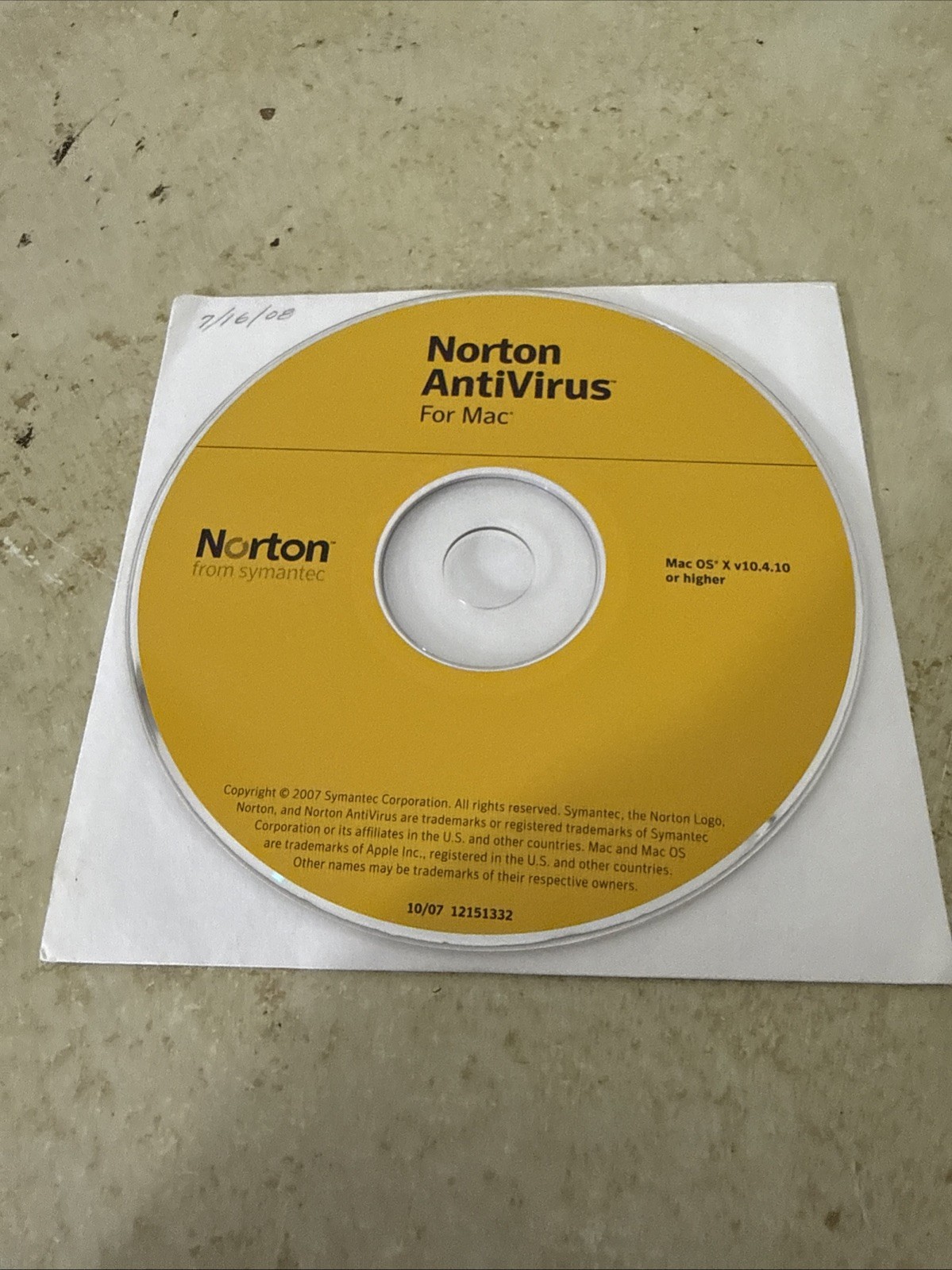 Norton AntiVirus For Mac 2007 CD w/ Product Key