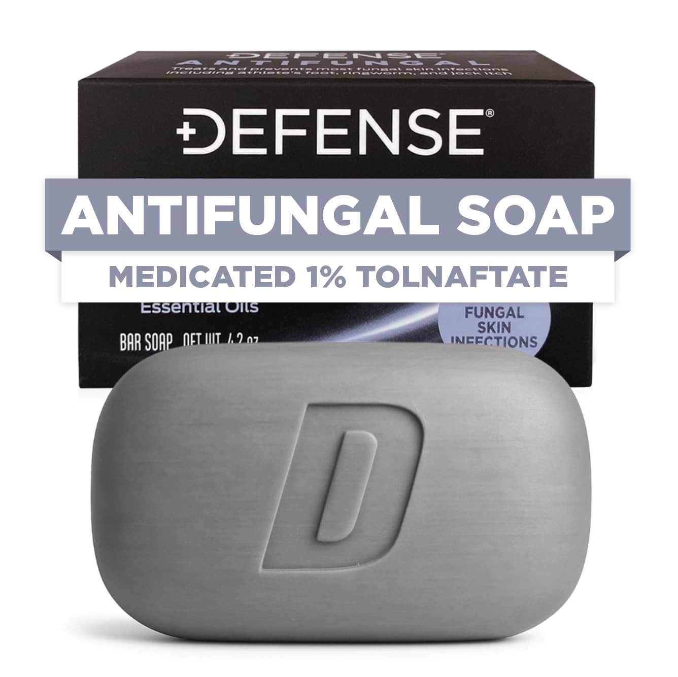 Defense Antifungal Bar Soap | Jock Itch, Ringworm, 4.2 Ounce (Pack of 1)