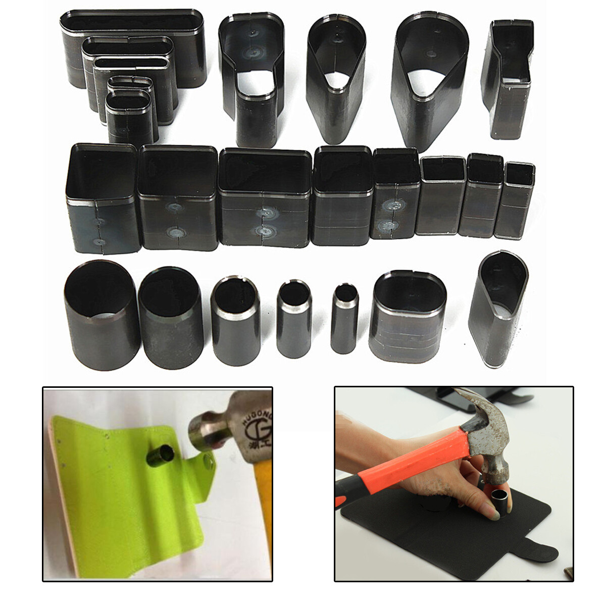 24x Hollow Hole Space Cutter Punch Set Handmade Leather Craft DIY Punching Tool