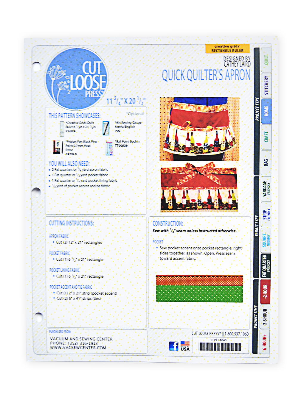 Cut Loose Press Quick Quilter's Apron