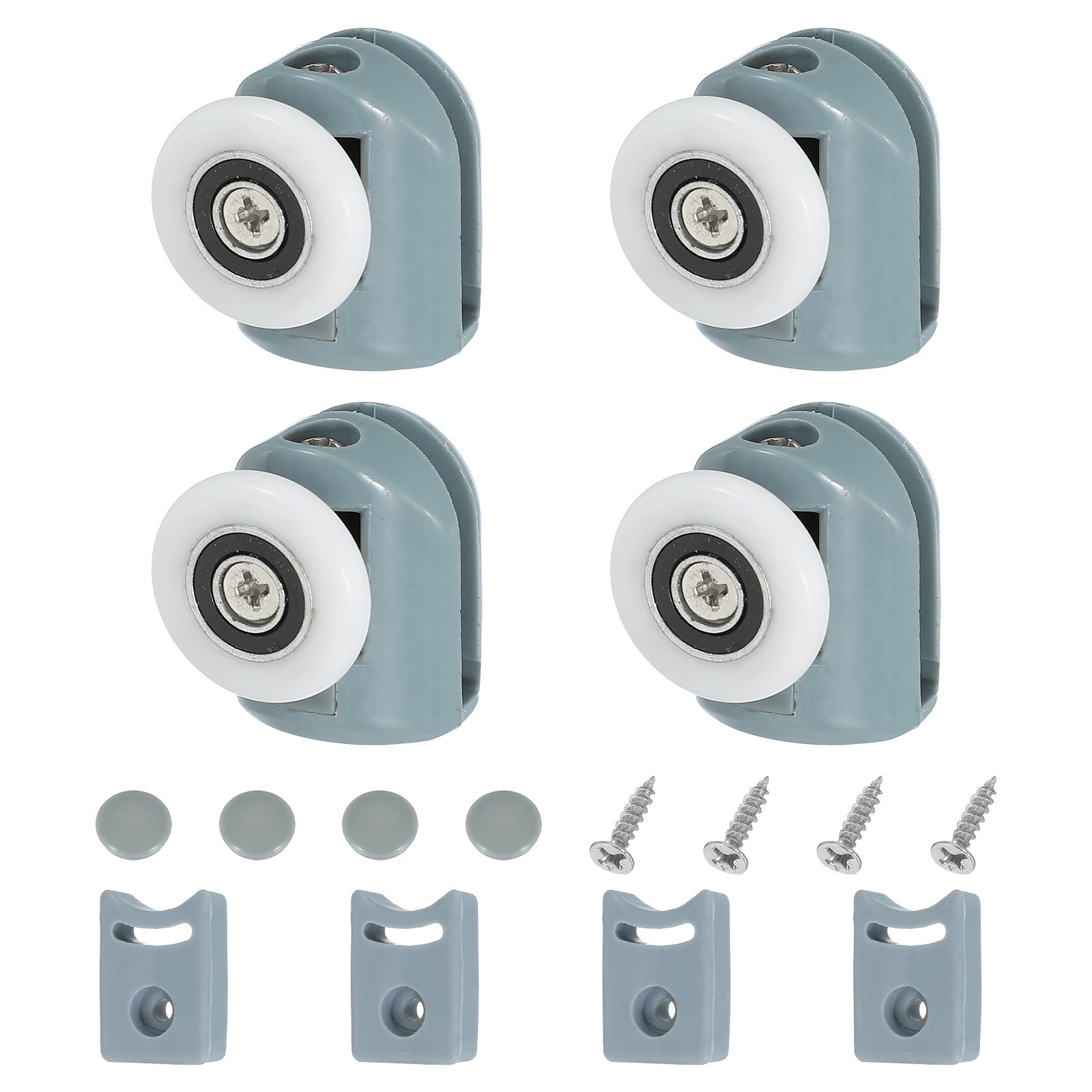 4Pcs 25mm Single Shower Door Rollers Plastic Top Wheels Pulleys Guide Grey