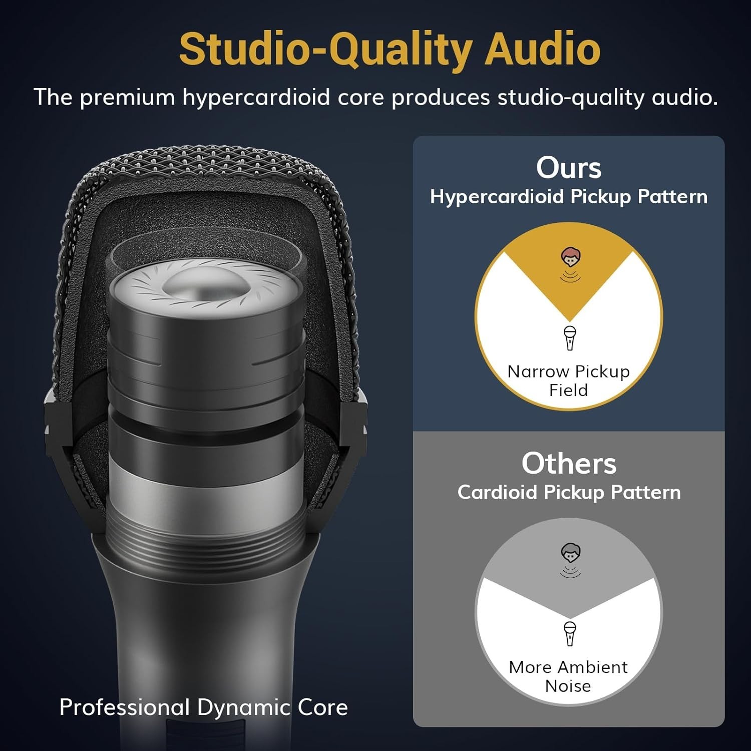 Studio-Quality Handheld Microphone with Low Noise & Sensitivity for Performers