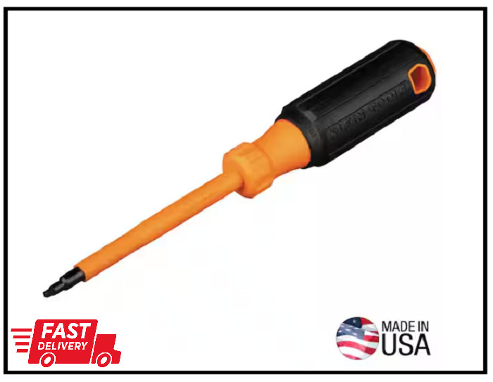 Klein Tools 6884INS Insulated Screwdriver, #1 Square Tip, 4-Inch Shank