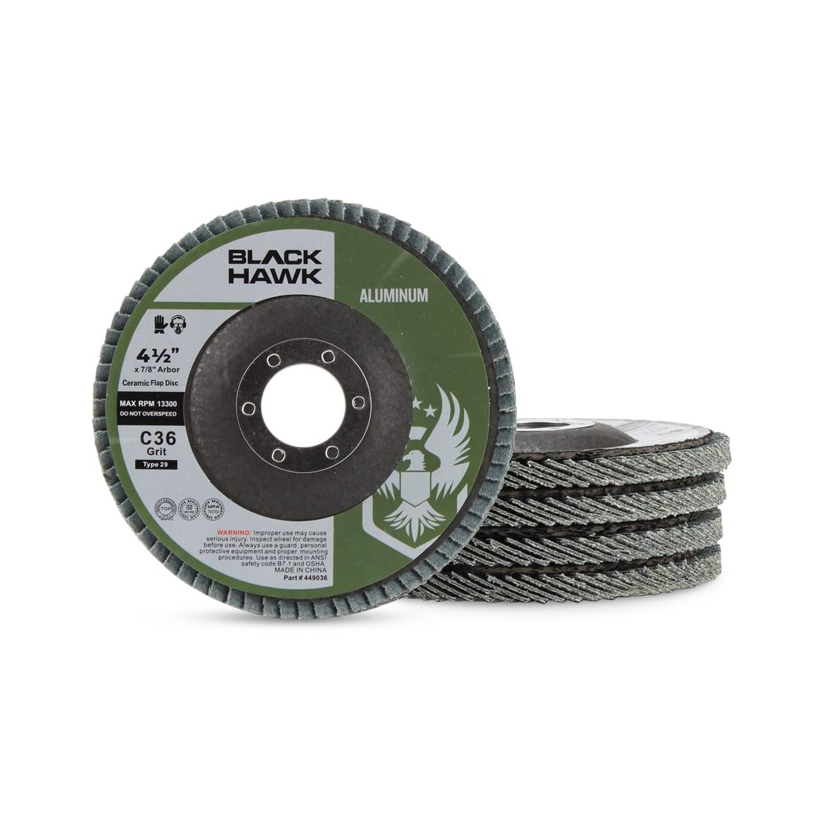 BHA Calcium Coated Flap Discs for Aluminum Type 27, 4.5" x 7/8" - 5 Pack (36 ...