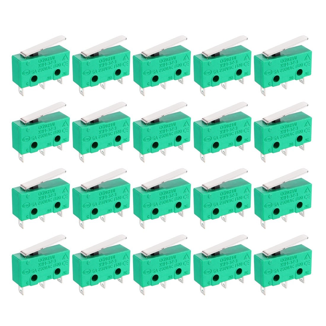 20PCS KW4-3Z-3 Micro Limit Switch 3 Terminals Momentary Short Straight Lever