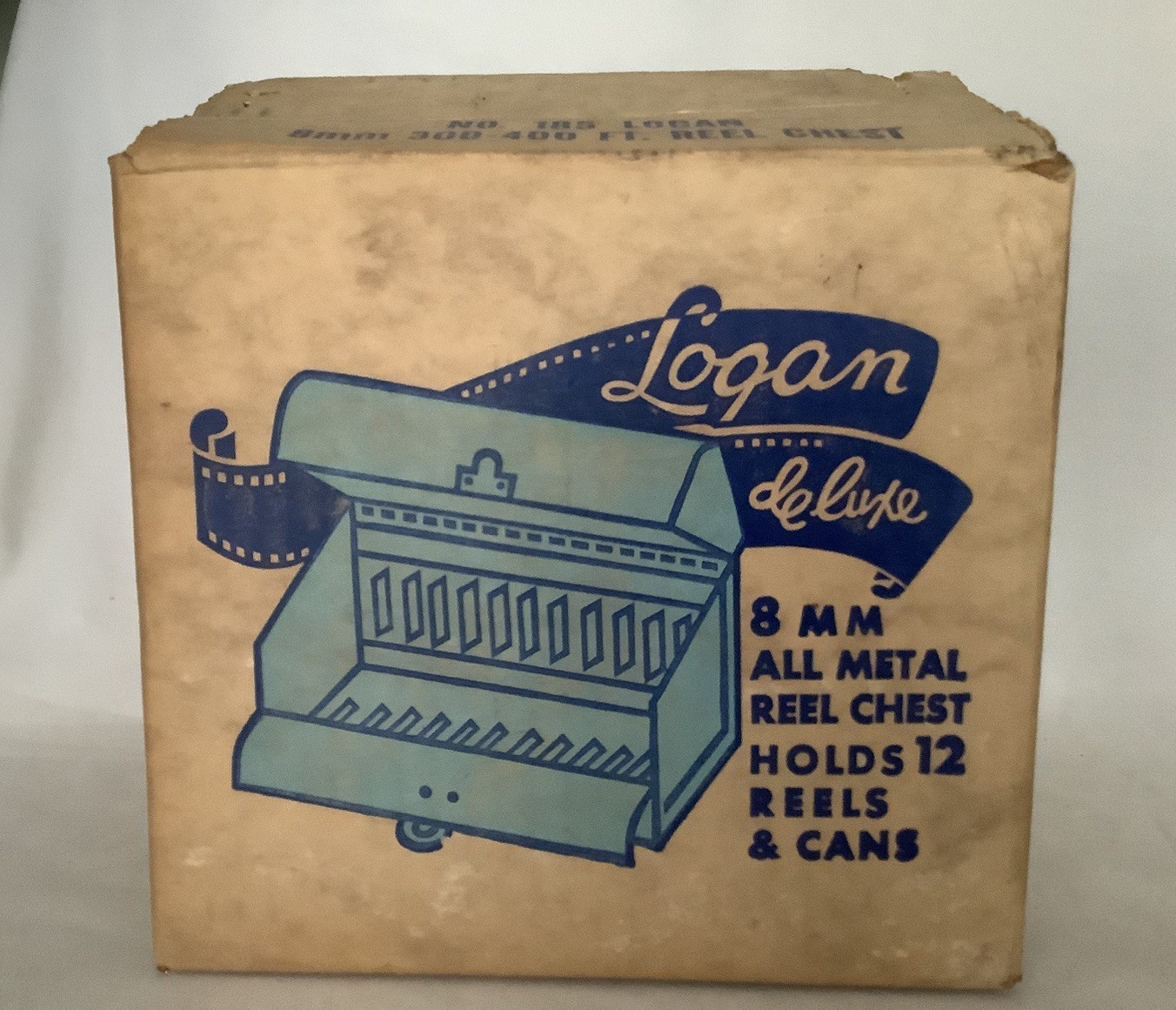 Vintage Logan Deluxe No. 185 8MM All Metal Film Reel Chest Storage Box W/Spicer