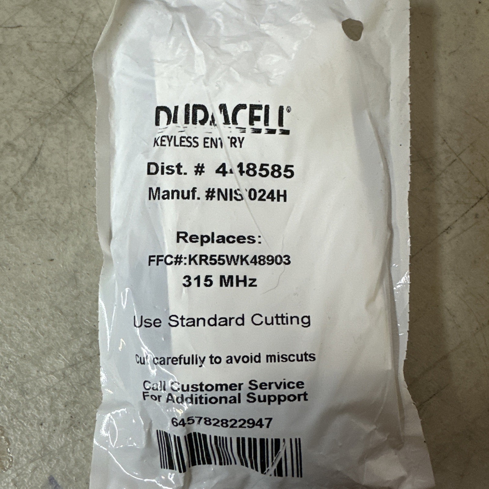 NEW Duracell Key MFR# NIS024H DIST# 448585