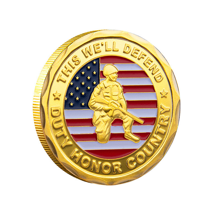 US ARMY VETERAN Proudly Served Military Gold Plated Commemorative Challenge Coin