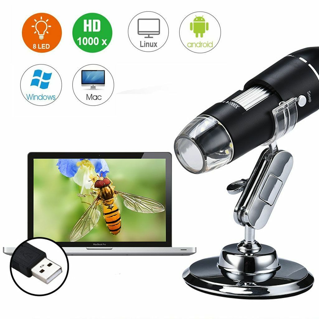 1000X USB Digital Microscope Biological Endoscope Magnifier Camera with Stand