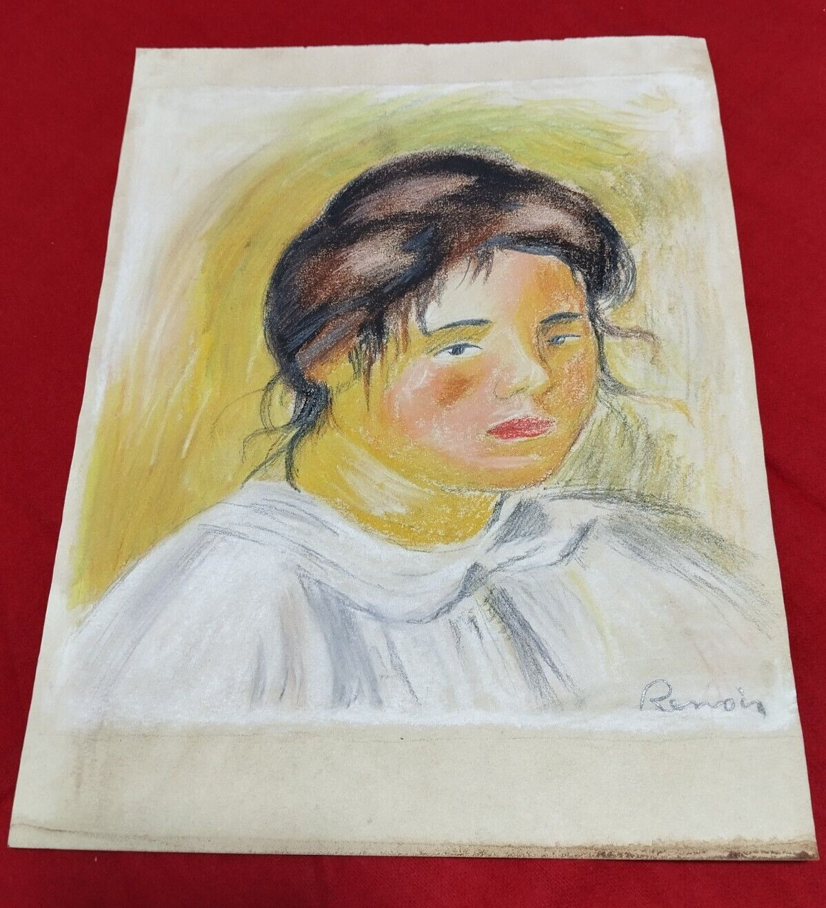 Pierre-Auguste Renoir Drawing on paper (Handmade) signed and stamped vtg art