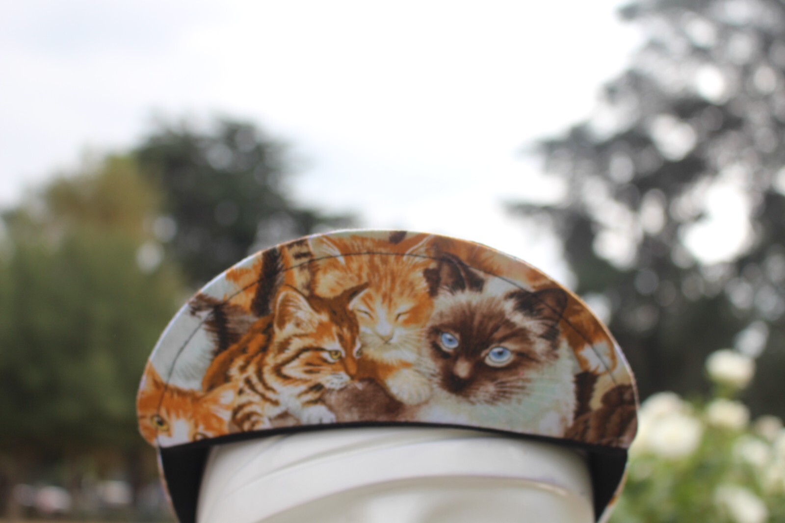 cycling cap beautiful cat handmade in USA