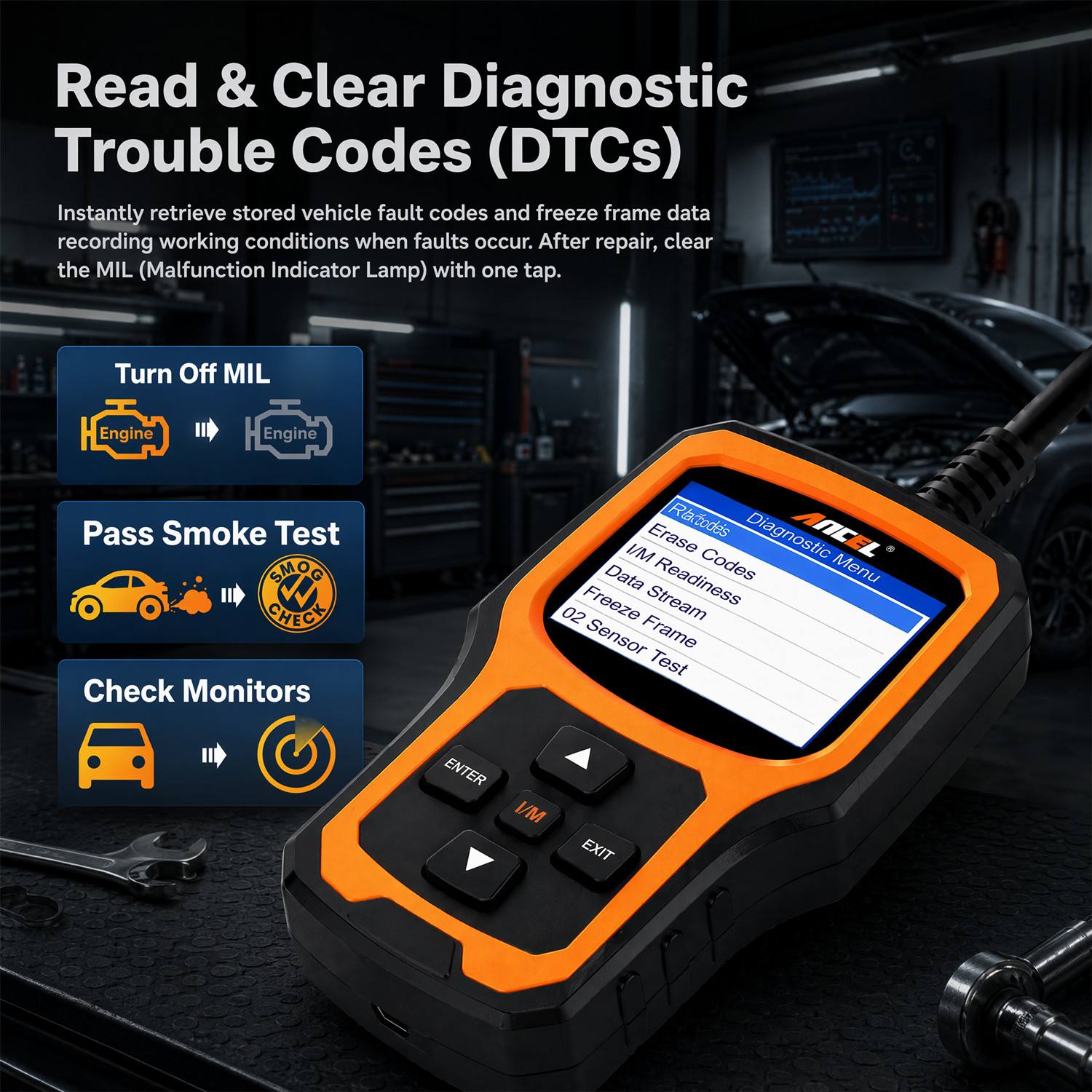 Check Engine Fault Code Reader Automotive OBD2 Scanner Car Diagnostic Scan Tool