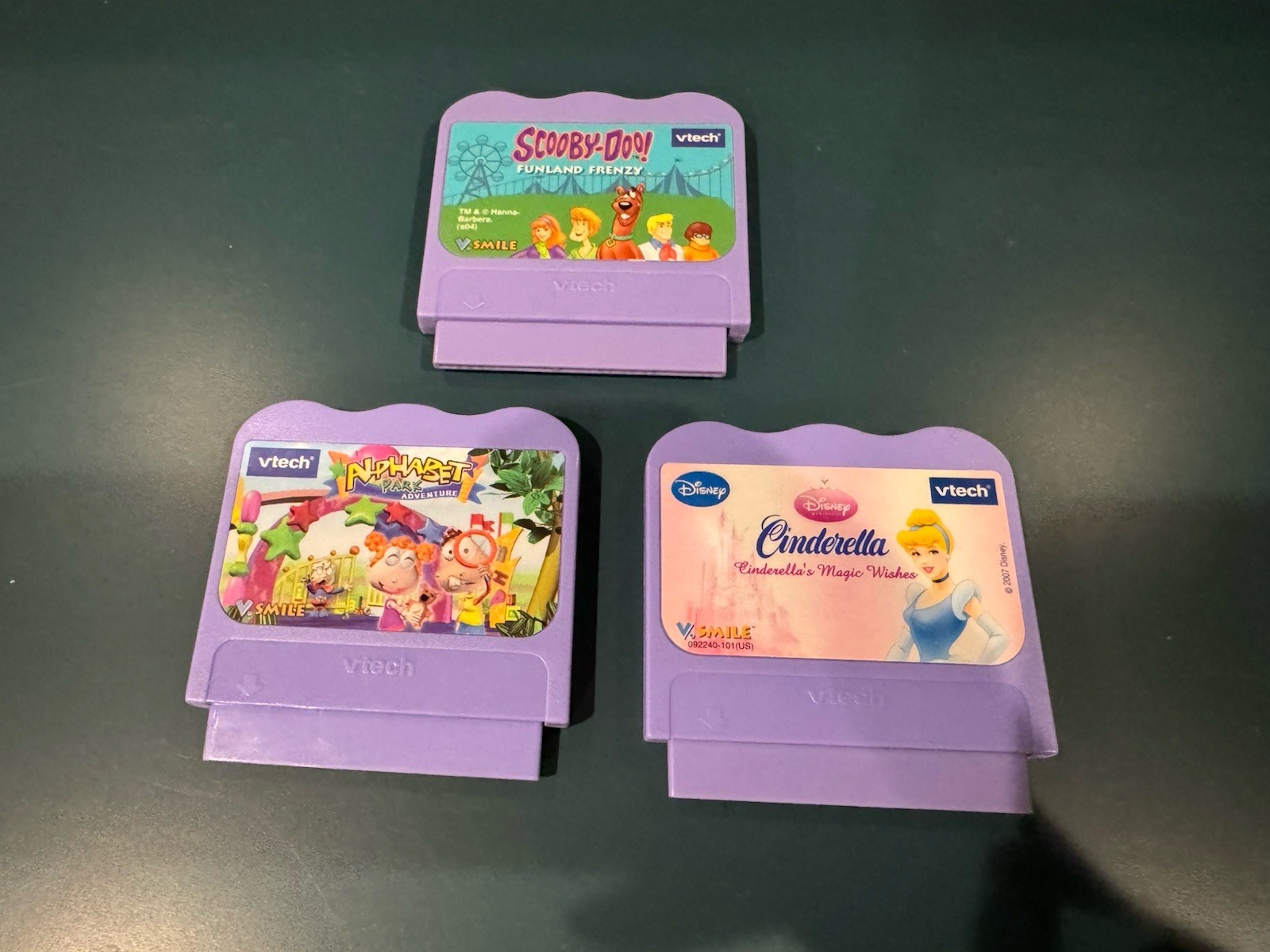 VTech V.Smile Game Cartridges Lot 3 Cinderella Scooby-Doo Alphabet Park Tested