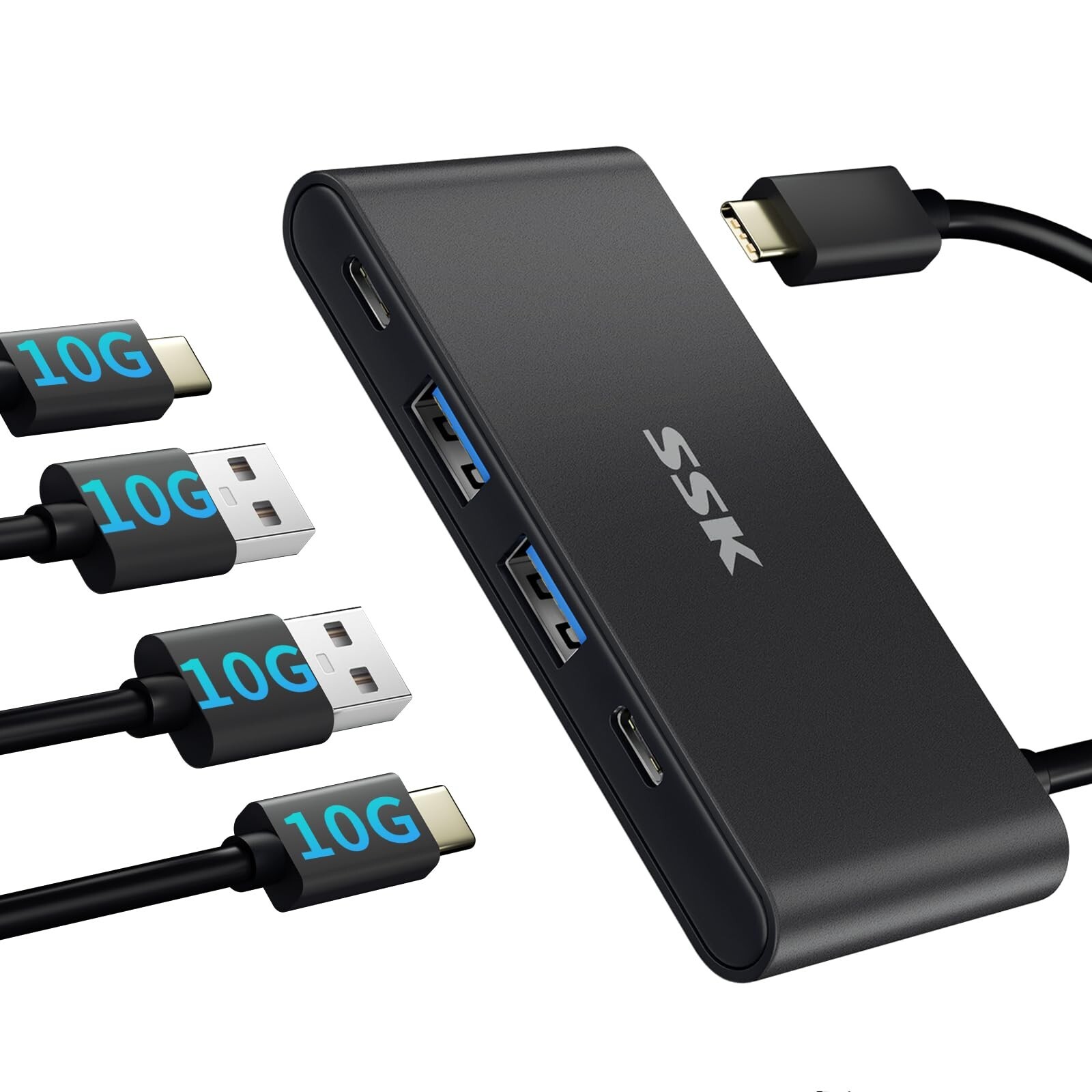 SSK USB-C 3.2 Hub 10Gbps, 4 Ports USB C Splitter for Laptop, USB 3.2 Hub Mult...