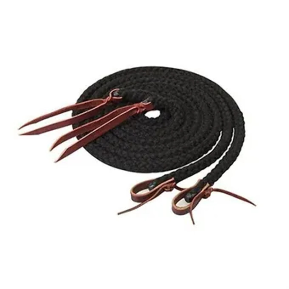 8' foot x 5/8" SILVERTIP HOLLOW BRAID SPLIT REINS w/ Leather water loops