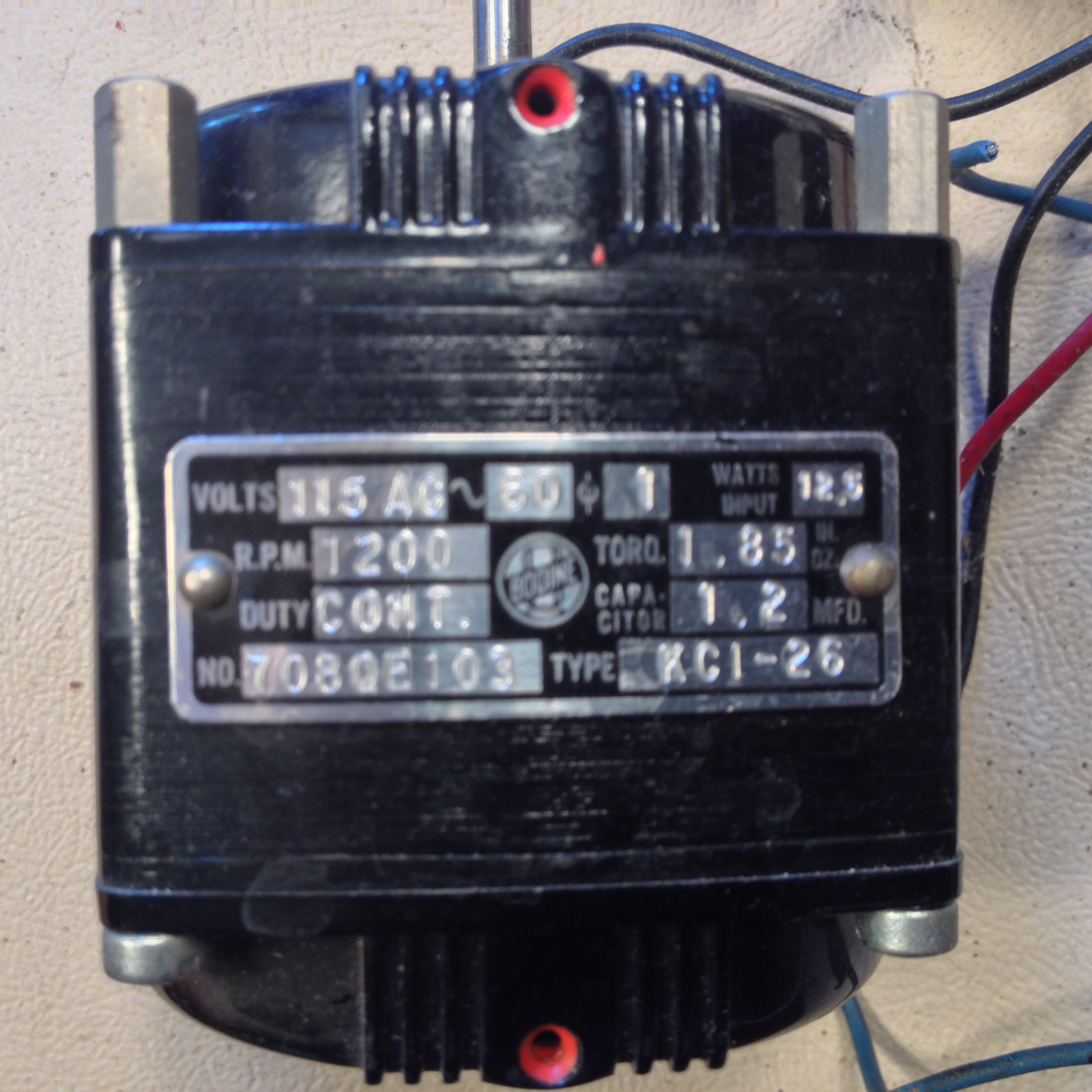 Bodine Motor Type KCI-26, 115vac