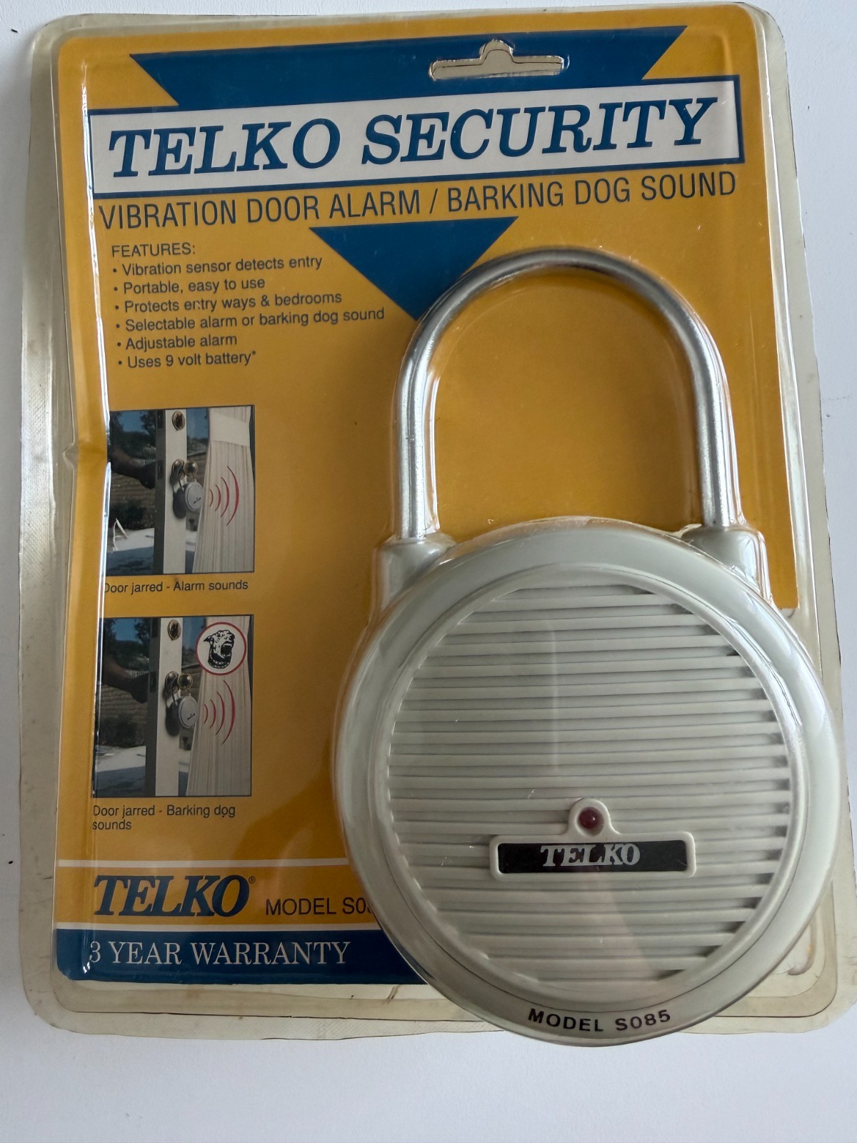 Vintage Telko Security Vibration Door Alarm — Model S085 NEW