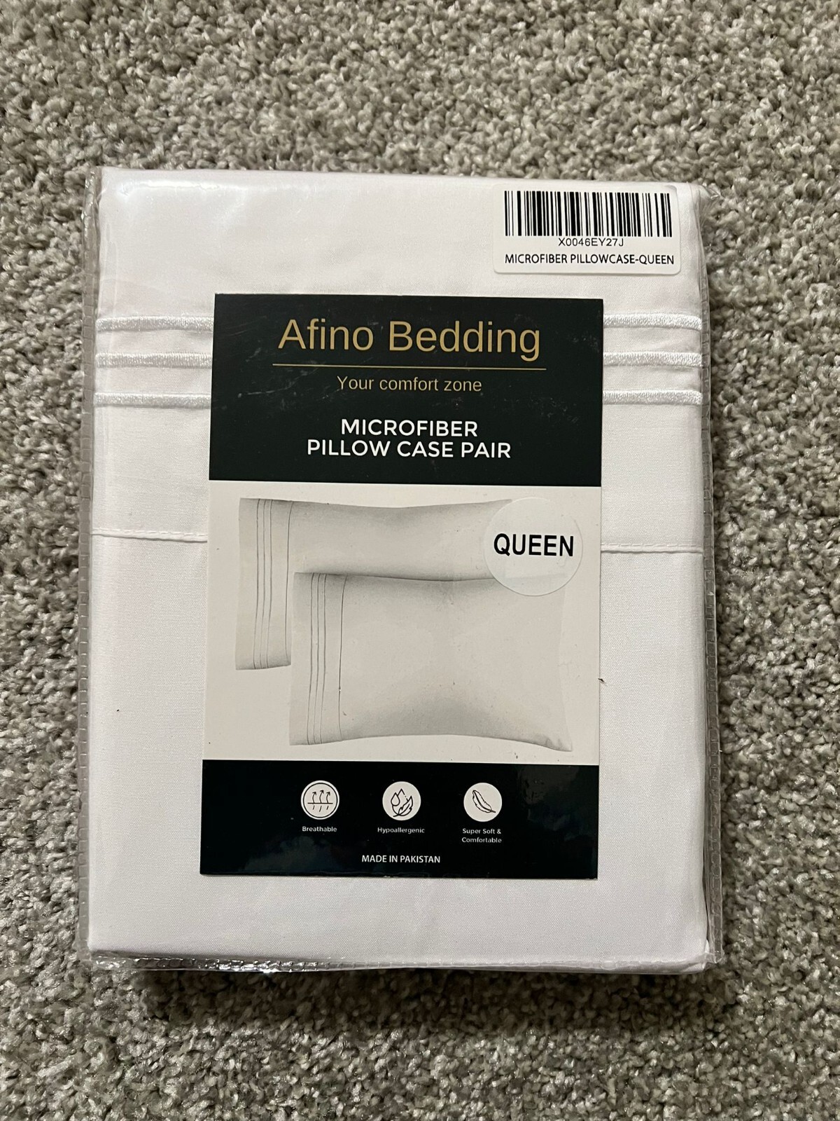 White Embroidered Pillow Cases Queen Size Set of 2 Brushed Microfiber - 20" x 30