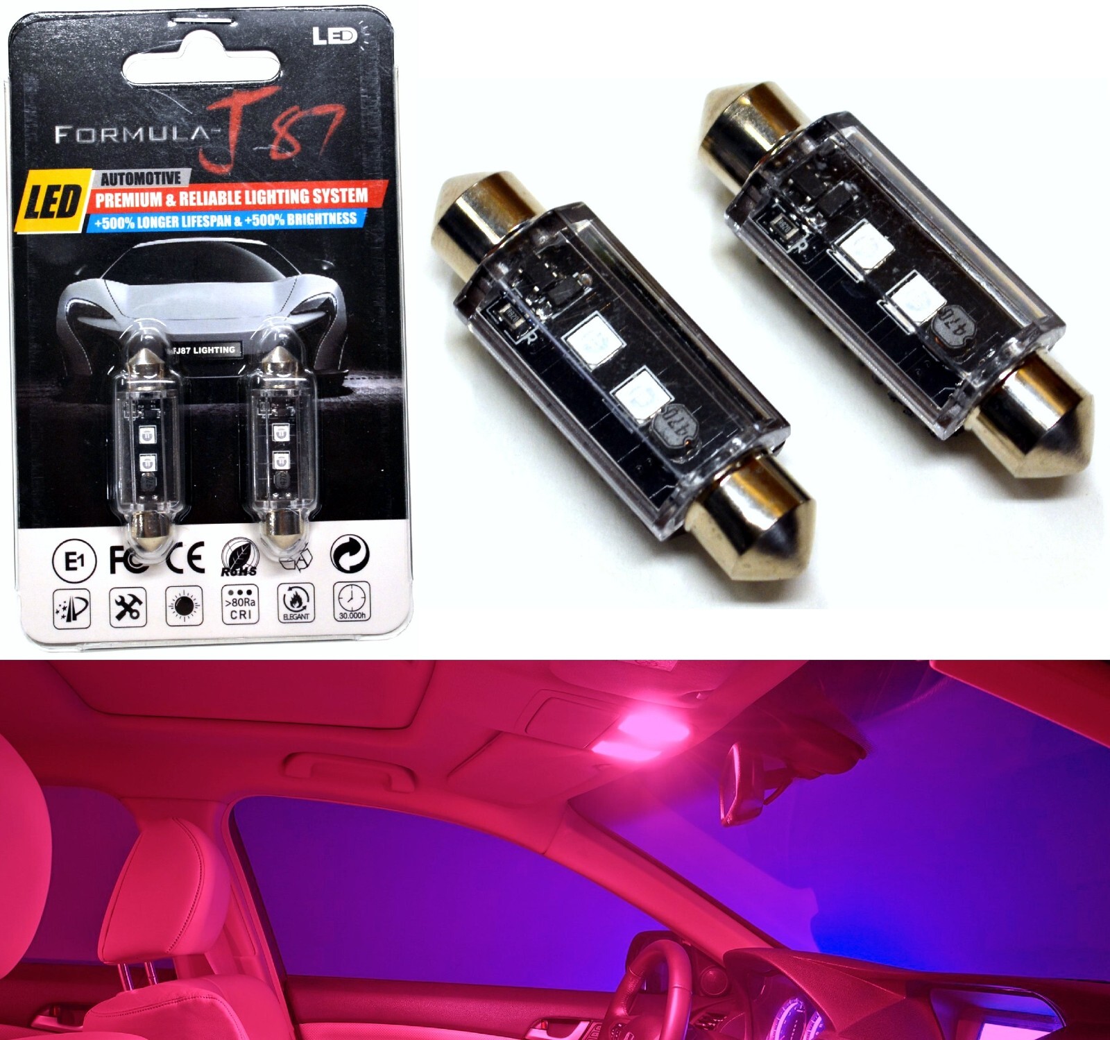 LED Light Canbus Error Free 211-2 5W Red Two Bulb Trunk Cargo Upgrade Stock