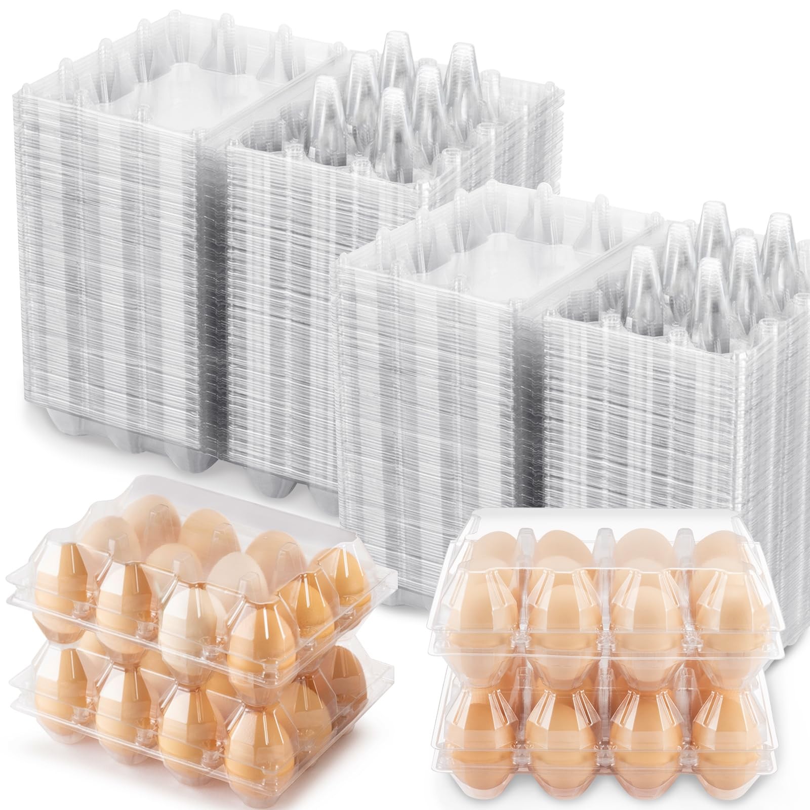 100 Packs Egg Cartons Cheap Bulk Plastic for 12 Eggs Clear Egg Cartons