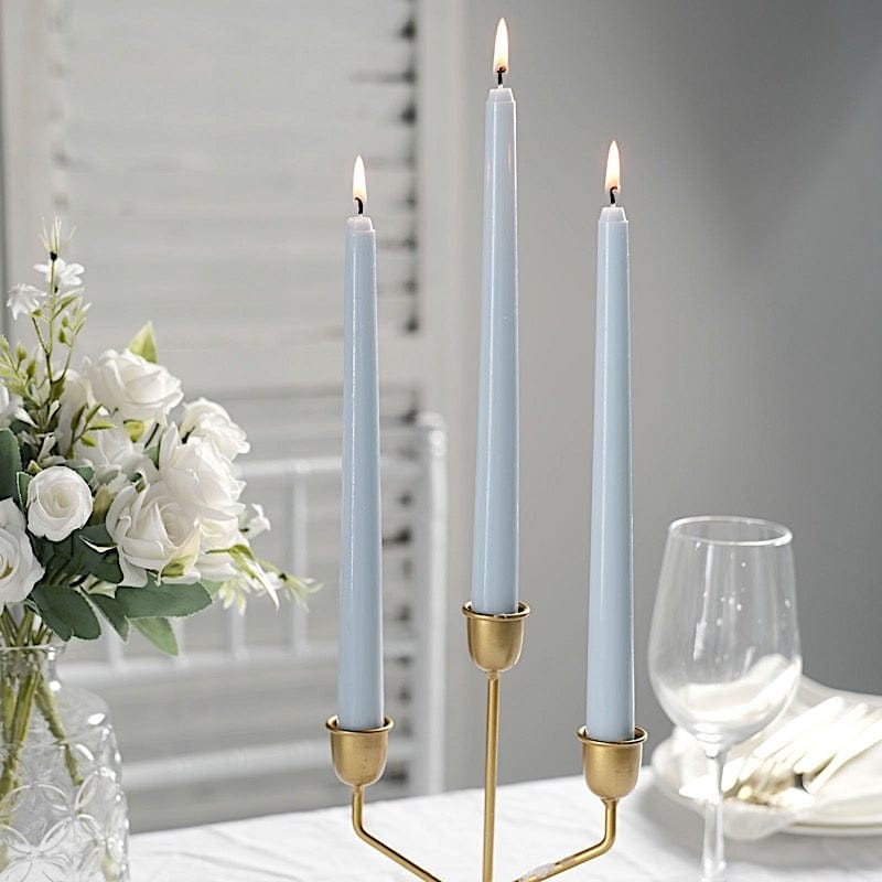 24 Dusty Blue Premium 10" Taper Candles Unscented Dinner Party Wedding