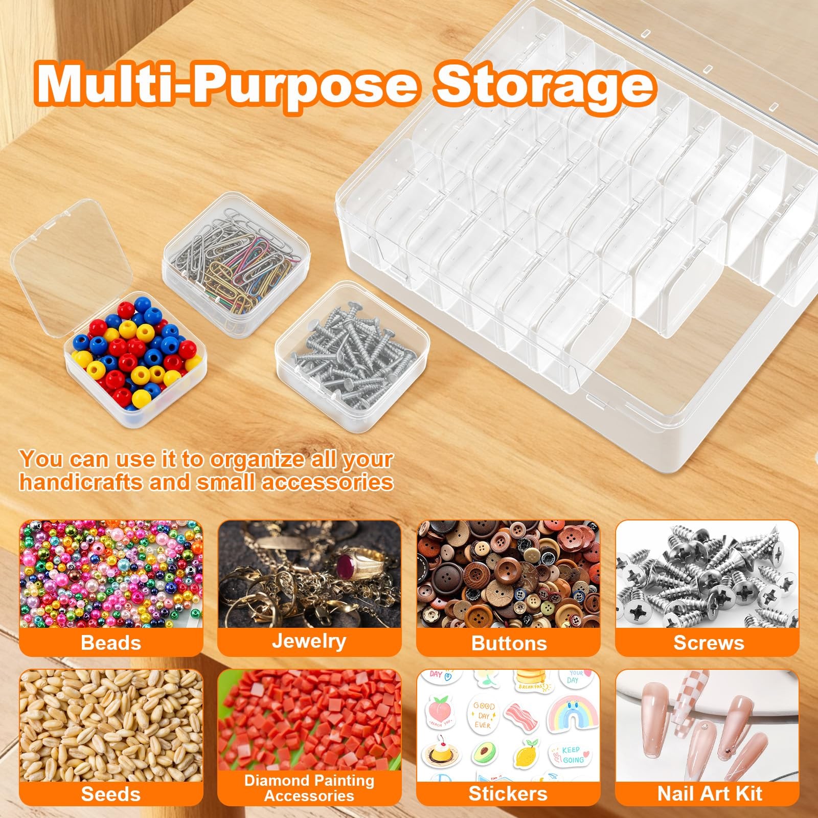 Bead Organizer Box, 30 Pcs Clear Plastic Storage 1 Pack 30 Pcs,