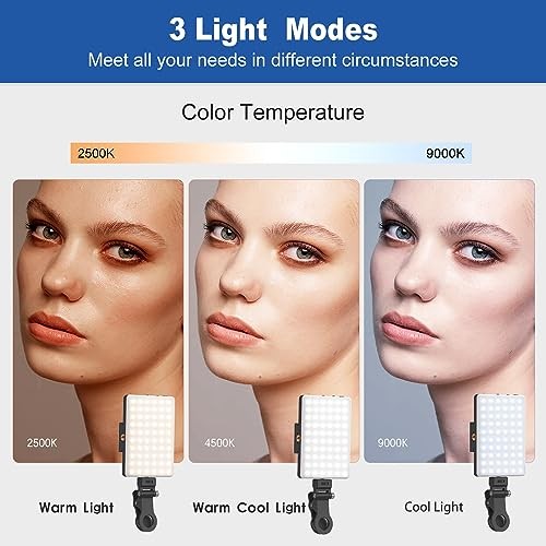 Selfie Light, Phone Light with Front & Back Clip, 60 LED Portable Light Black