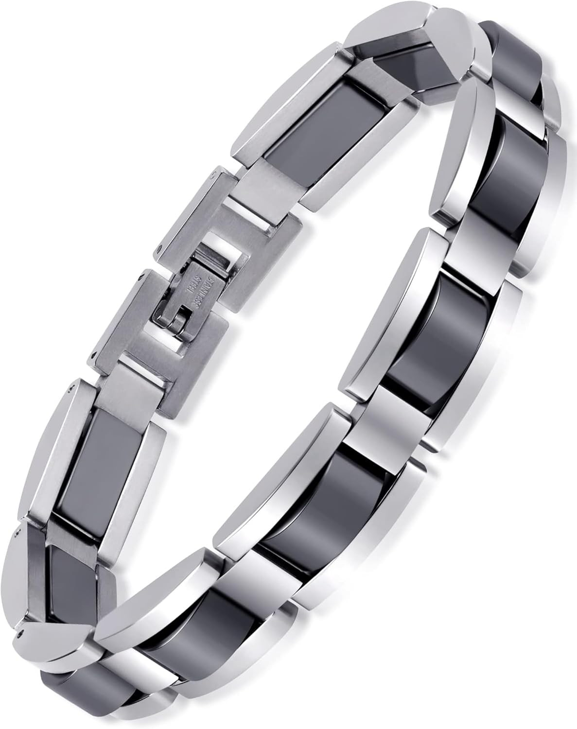 Feraco Mens Magnetic Bracelets, Classic Balck Titanium Stainless Steel Bracelet