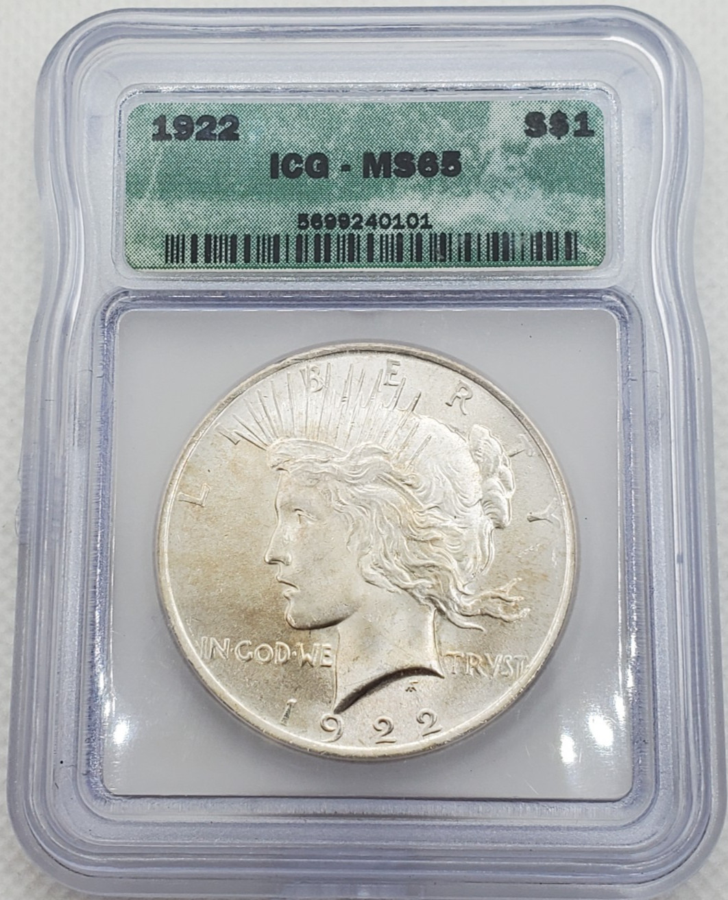 1922 Peace Silver Dollar ICG MS65