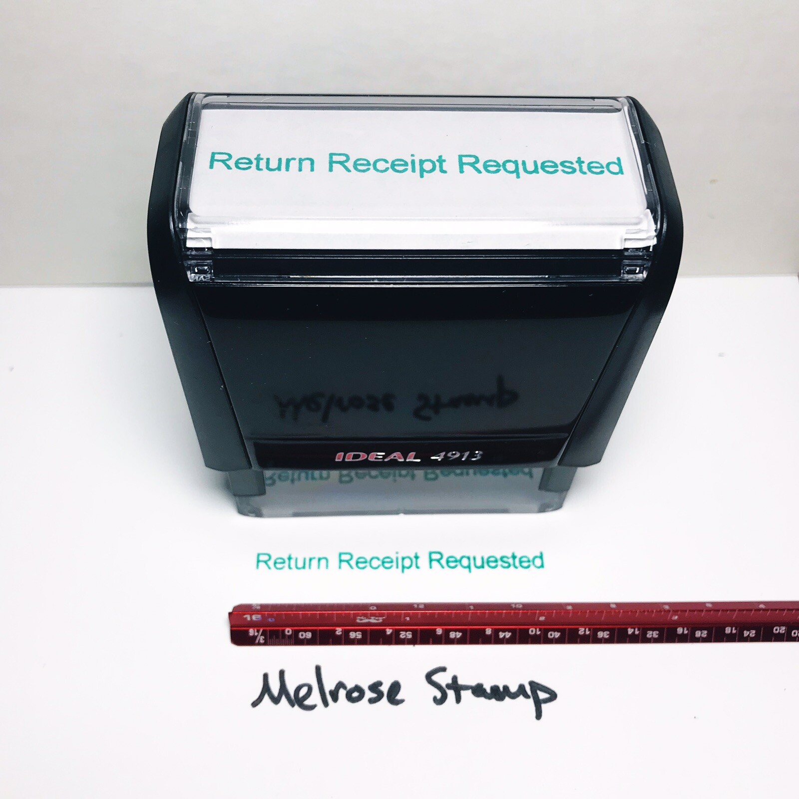 Return Receipt Requested Rubber Stamp Green Ink Self Inking Ideal 4913