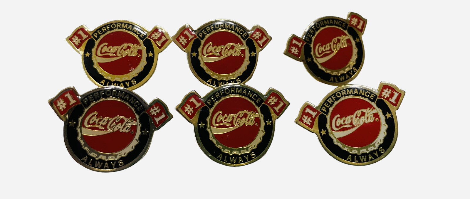 Lot of 6 Vintage 1999 Coca-Cola Nascar #1 Performance Always Gold Pin Racing