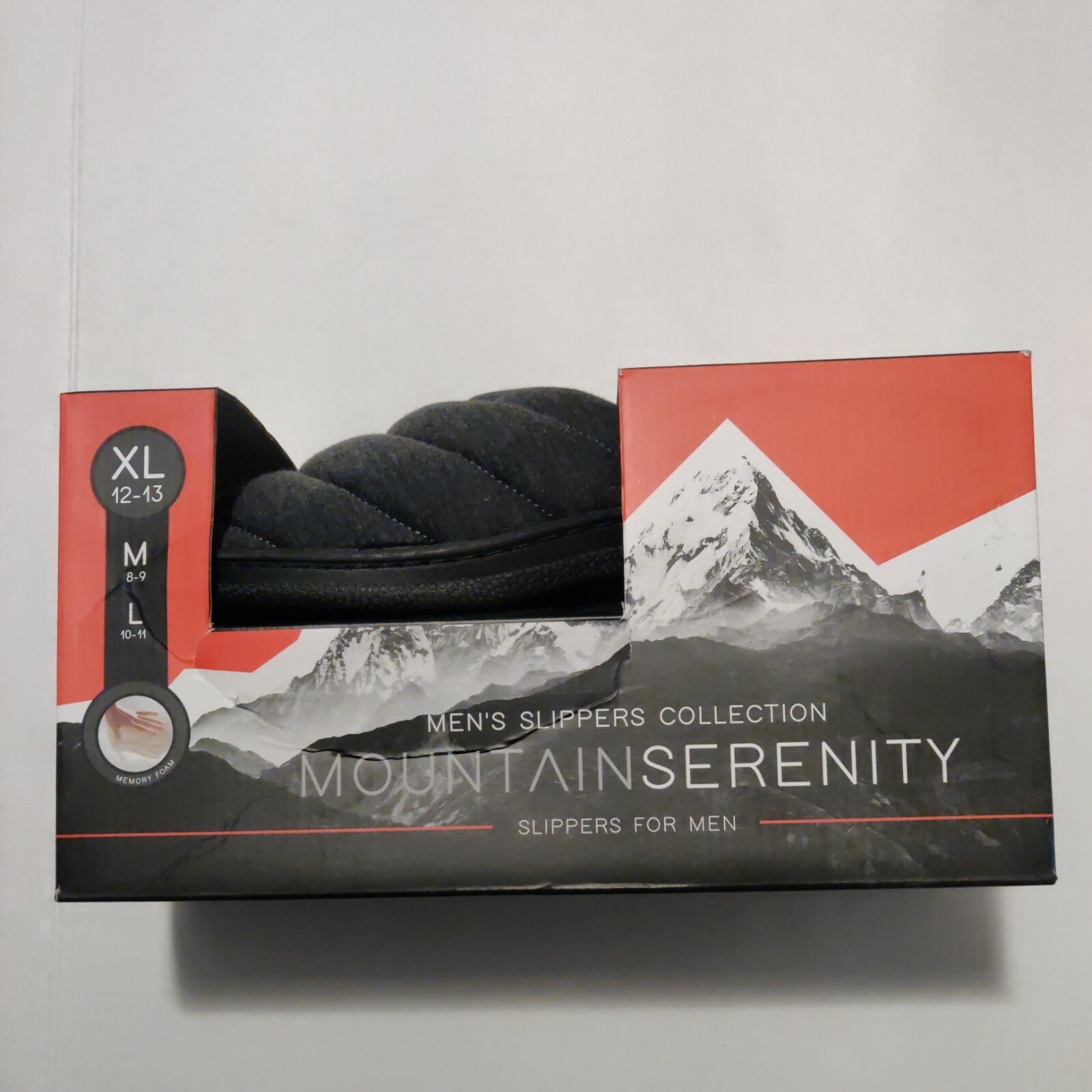 Mountain Serenity Men's Charcoal / Green  Memory Foam Slippers (Size: XL/12-13)