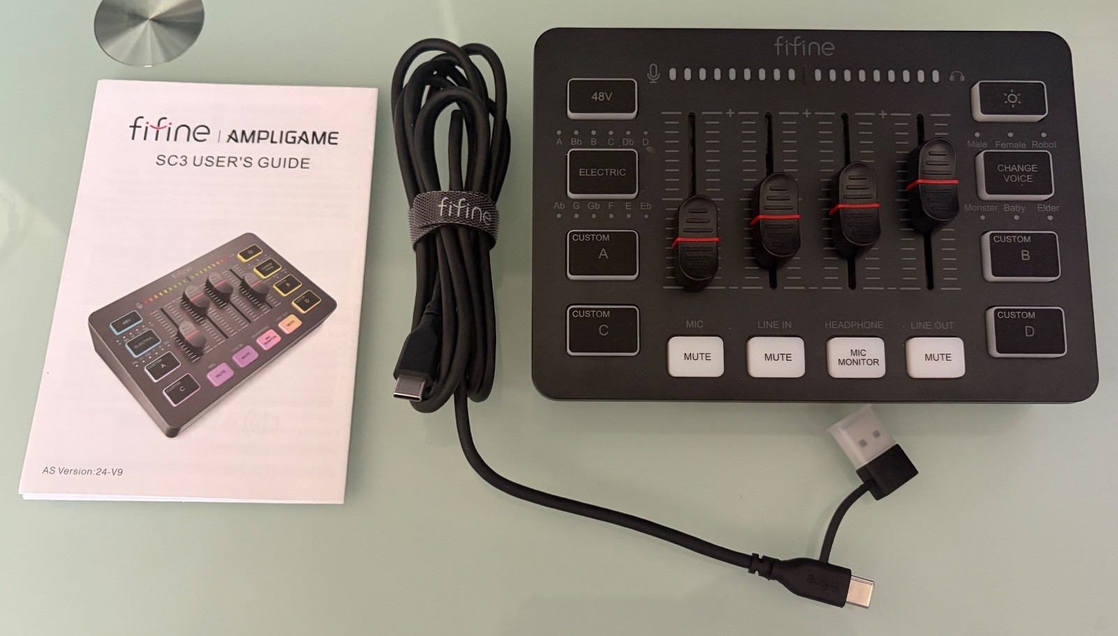 Fifine Ampligame SC3 USB Gaming Audio Mixer for Streaming Gaming