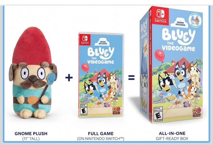 Bluey The Videogame for Nintendo Switch Gnome Plush Bundle Exclusive! New Sealed