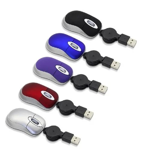Mini Portable Wired Retractable Mouse Computer Mause Small Hand USB Optical 1000