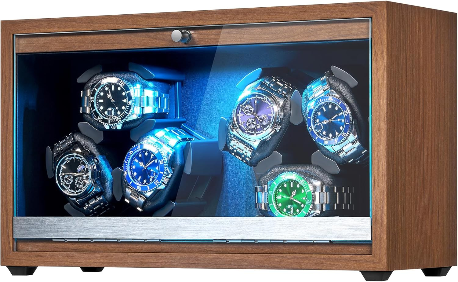 Watch Winder 6 with LED and Super Quiet Motor 4 Rotating Modes Watches Winder Bo