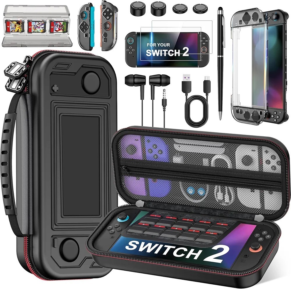 8-in-1 Bundle Kit for Switch 2 Accessory Storage Switch Carrying Case Hard Shell