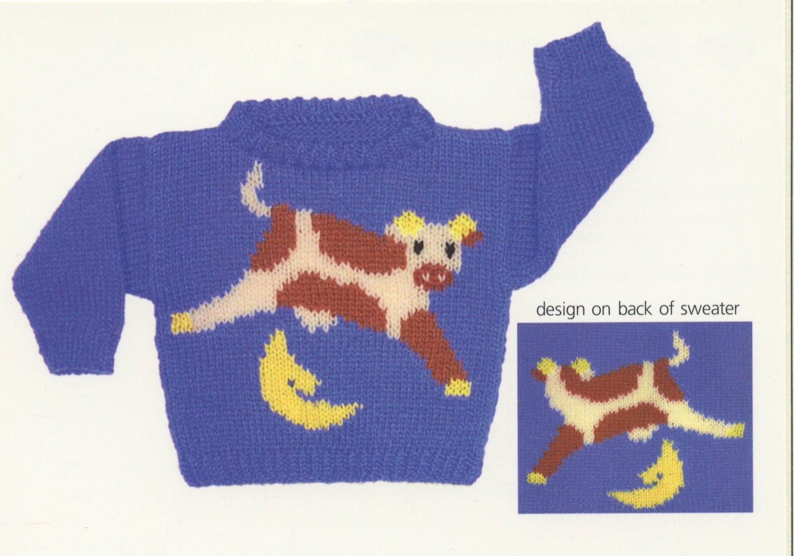 Dovetail Designs Knitting Pattern K2.6 Cow Jumped Over the Moon Sweater 20-36"