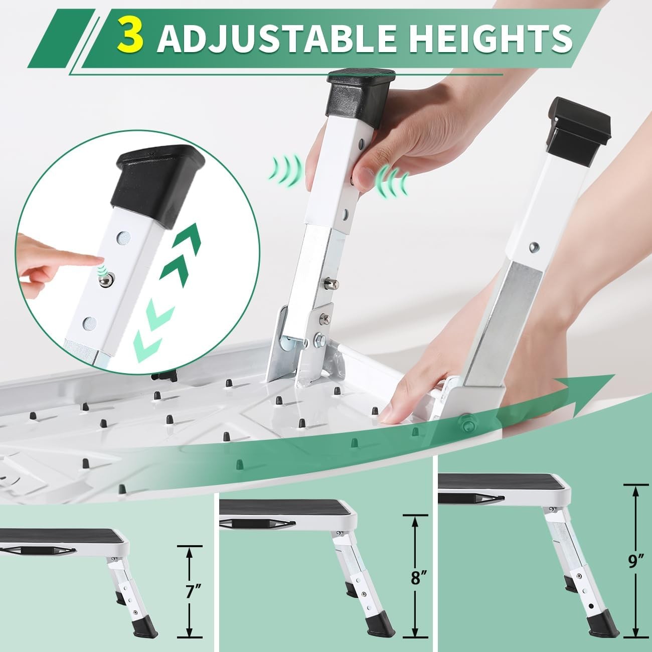 Adjustable Folding One Step Stools Adults Heavy Duty Metal Step Stool