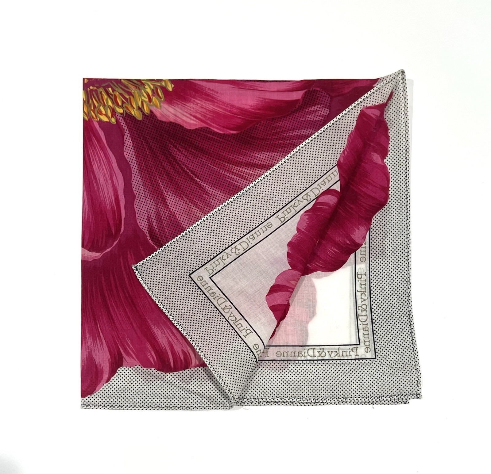 Handkerchief Vintage Women Pinky Mini Scarf Art Flower Pink Cotton Square 18”
