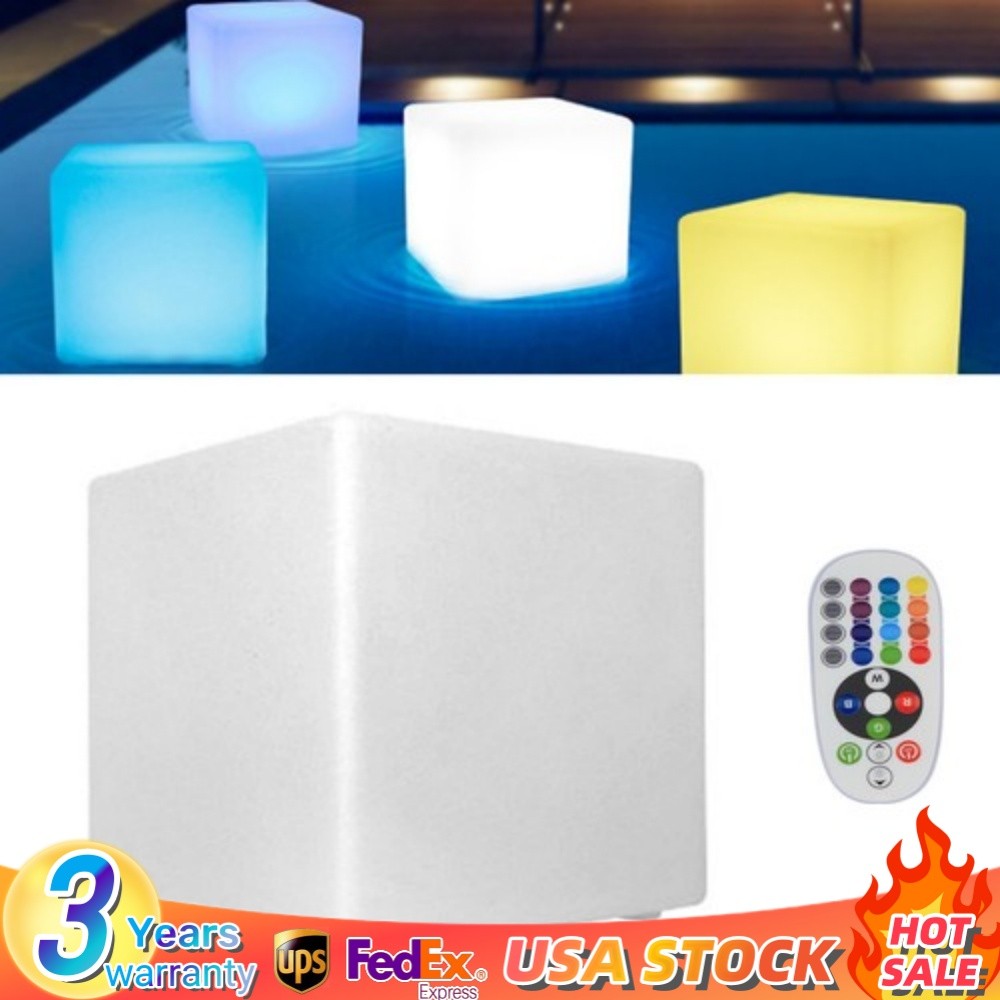 16 Inch LED Light Cube Stool Chair W/ Remote Control 16 RGB Colors Rechargeable