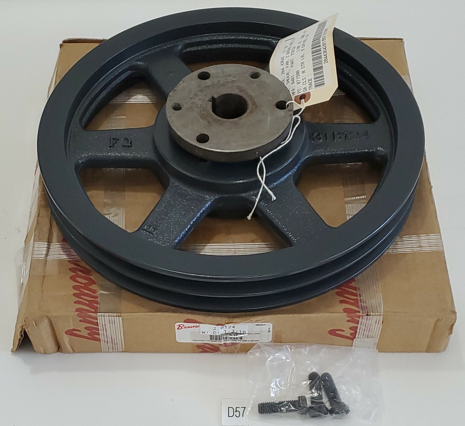 *NEW* BROWNING 2TB124 Belt Pulley 2 Grooves Belt w/ Reducing Collar + Warranty!