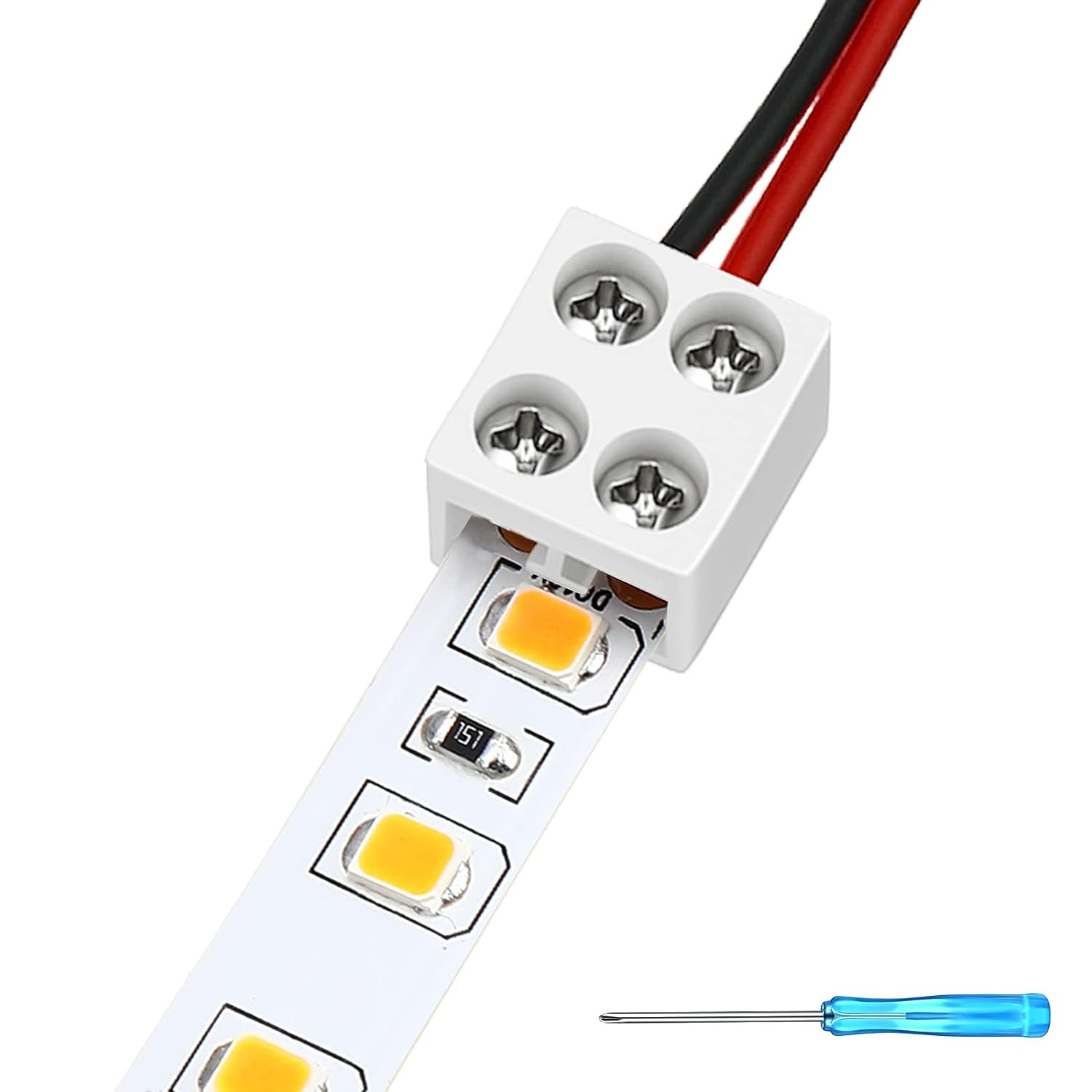 25 Pack Erless Led Tape Light Connectors Tighten Screw Terminal Blocks 2 Pin 8Mm